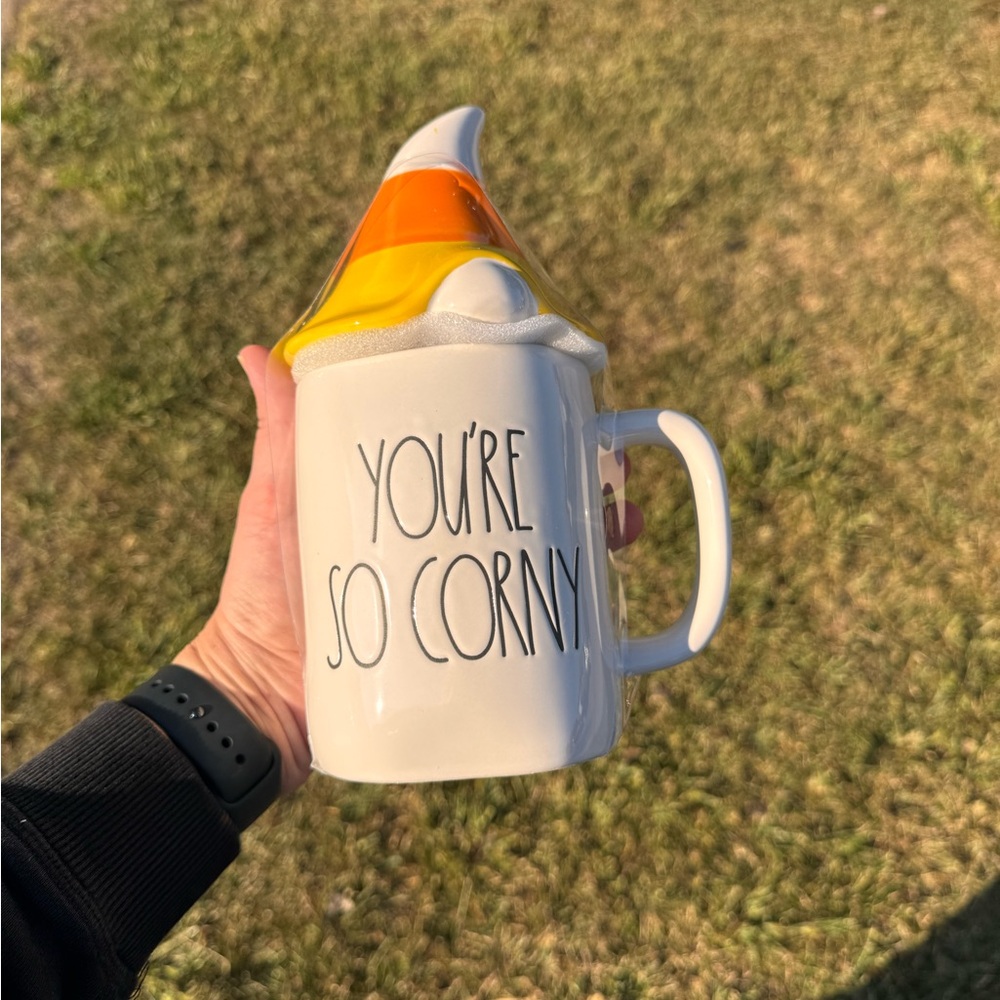 Rae Dunn YOU’RE SO CORNY Gnome Candy Corn Figural Topper Mug Ceramic